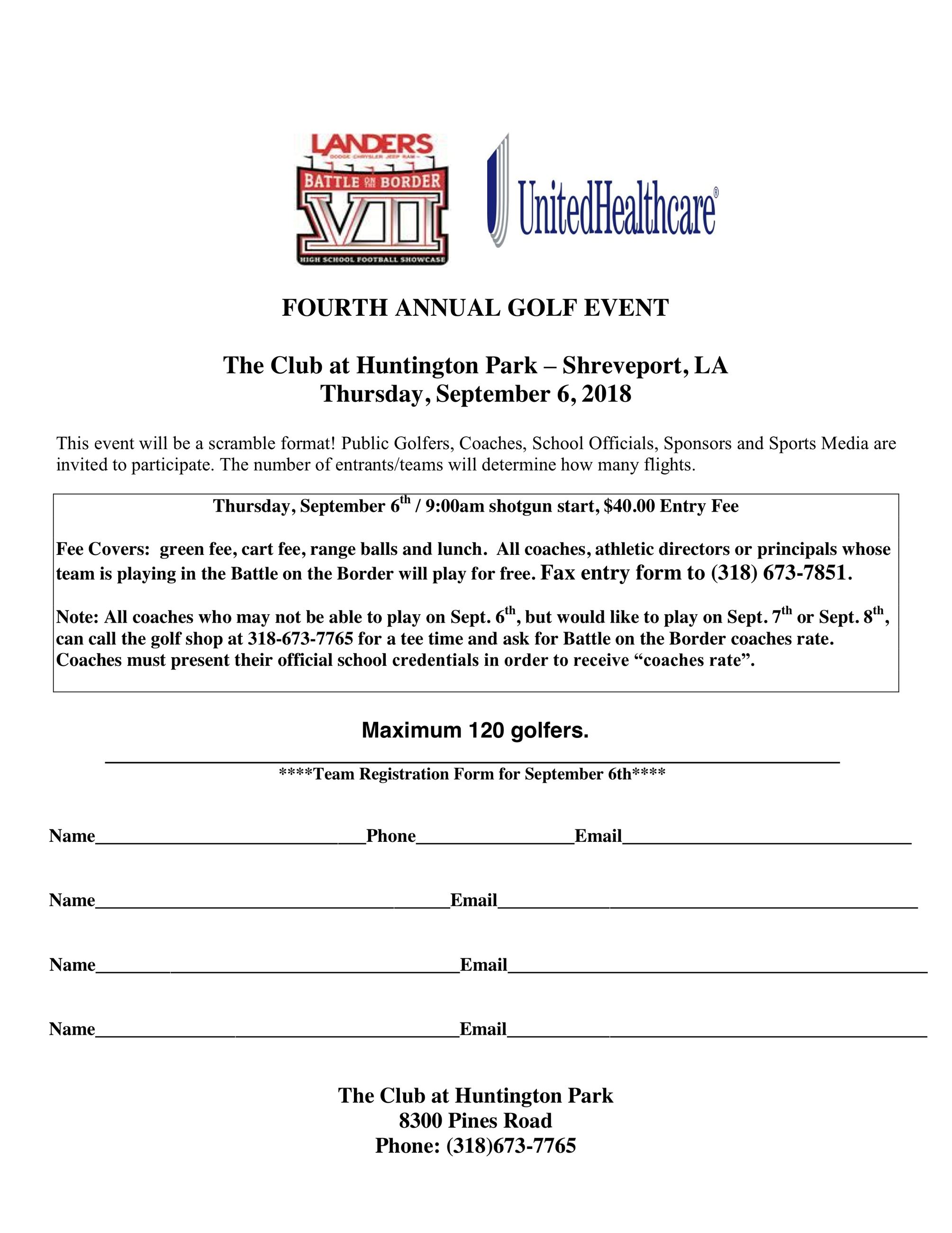 Battle on the Border golf registration form-2018