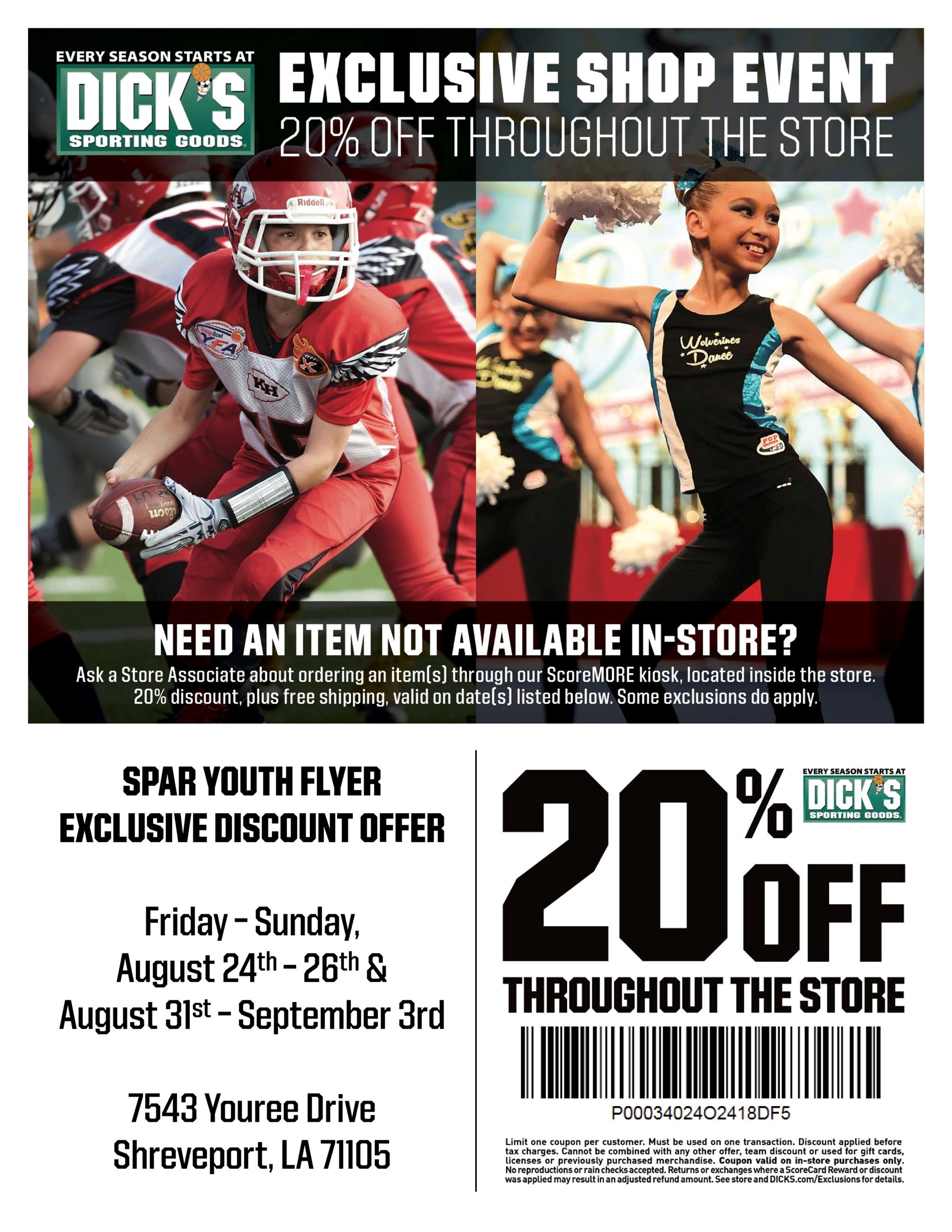 Dicks SPAR Youth Football Shop Weekends Coupon 2018