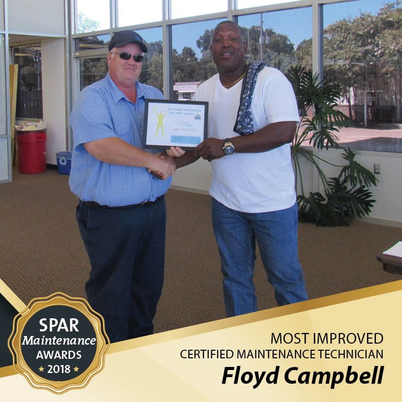 Most Improved Certified Maintenance Technician: Floyd Campbell 