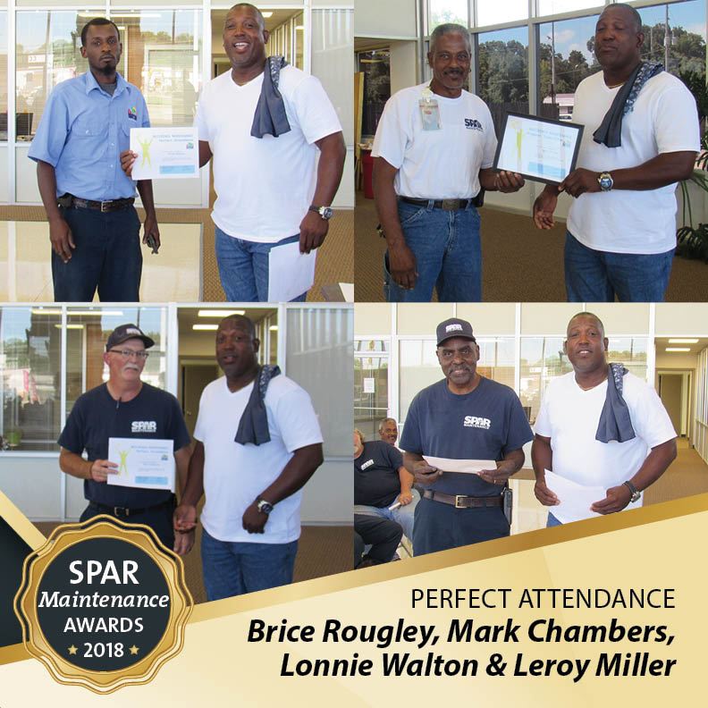 Perfect Attendance: Brice Rougley, Mark Chambers, Lonnie Walton & Leroy Miller